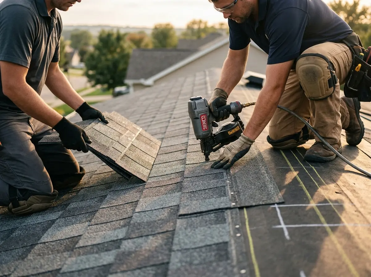 Professional roofer working on a residential roof in Alondra Park
